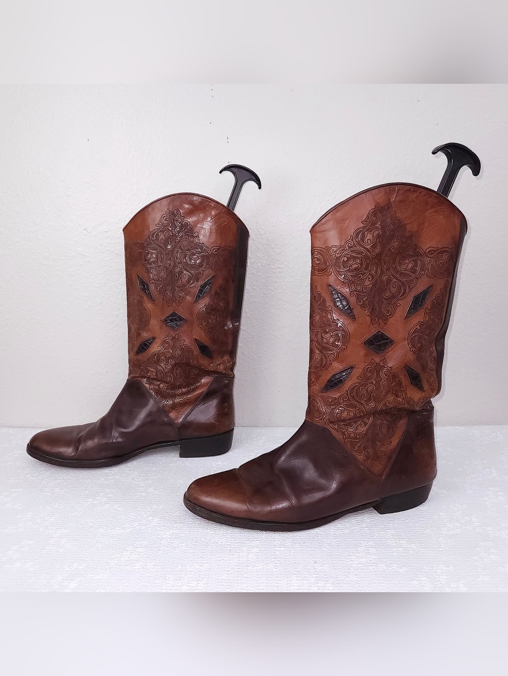 Vintage Lorenzo Banfi Western Leather Boots Men's US 11 ITALY